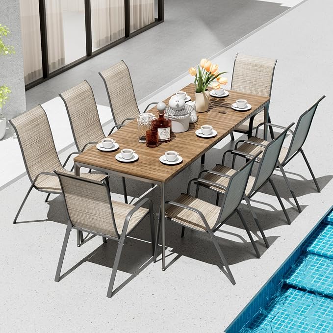 TLSUNNY Patio Chair, Outdoor Stackable Textilene Chairs Set of 8, - Image 3