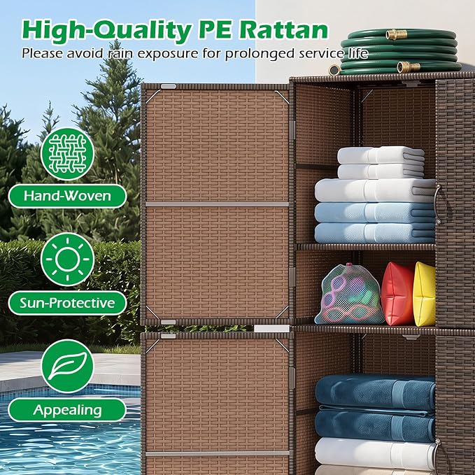 Tangkula Rattan Outdoor Storage Cabinet - Image 4