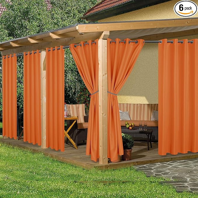 Outdoor Curtains for Patio Waterproof 6 Pcs 54x84 Inch Mecca Orange | Outsides by HolidayIdeas