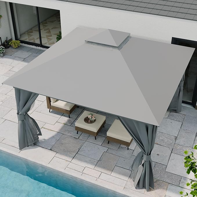 12'x12' Outdoor Gazebo, Heavy Duty Metal Frame Patio Canopy - Image 4