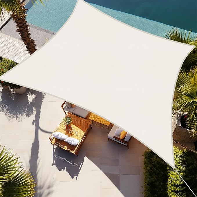Shade&Beyond Rectangle Sun Shade Sail 10'X13' Permeable Canopy Cream by ShadeBeyond
