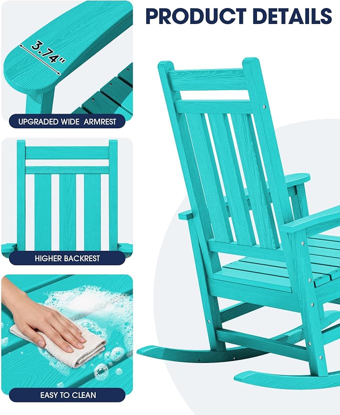 Oversized Outdoor Rocking Chair, HDPE Patio Rockers, Aruba | | All-Weather - Image 8