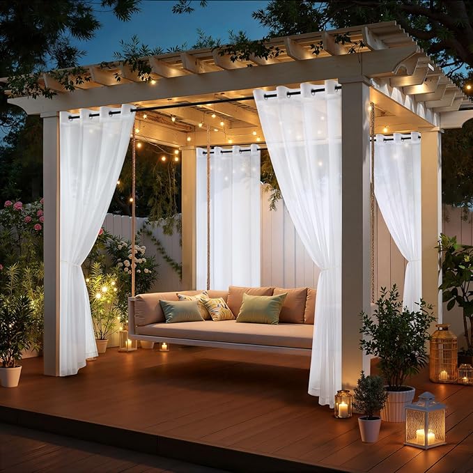 MIULEE White Outdoor Curtain for Patio Waterproof 4 Panels 54 x 102 Inch | - Image 5