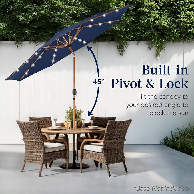 Best Choice Products 10ft Solar Market Patio Umbrella w/Woodgrain Pattern Pole - Image 5