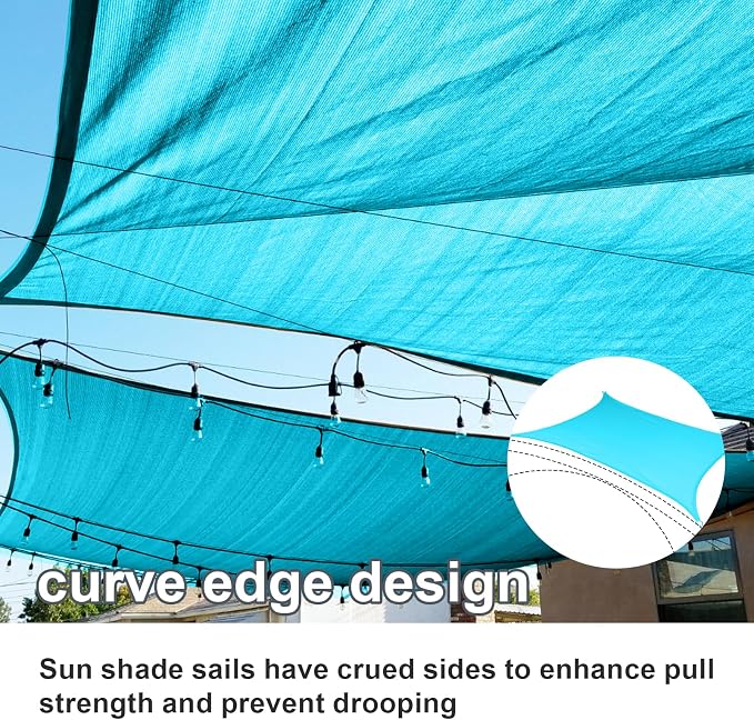 8' x 10' Rectangle Shade Sail Turquoise Blue UV Block Outdoor Canopy | Outdoor - Image 8