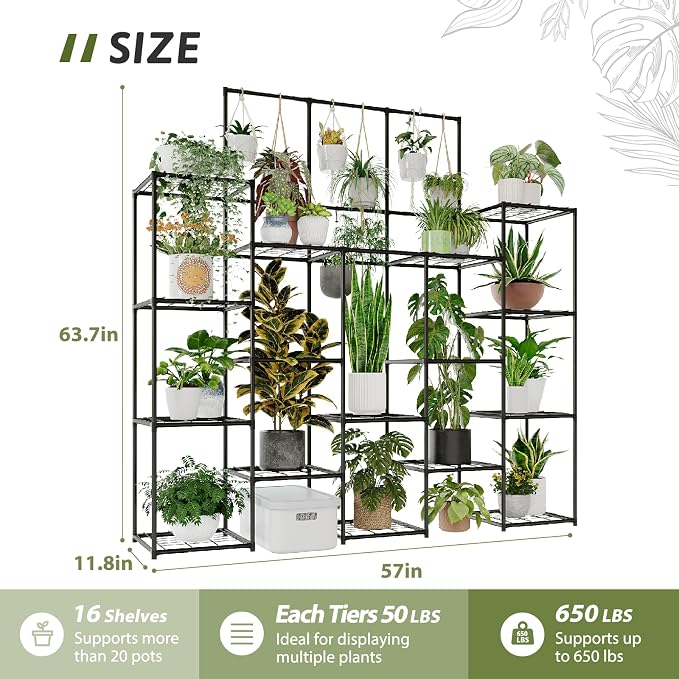 GENTINGBRO Metal Plant Stand Outdoor 63" Tall Plant Shelf - Image 6