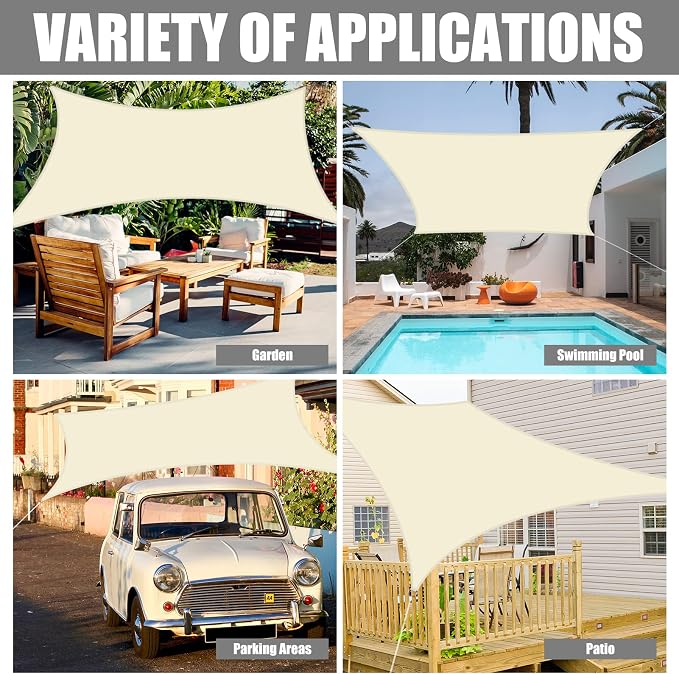 Neween Waterproof Sun Shade Sail Rectangle UV Block Canopy - Image 6
