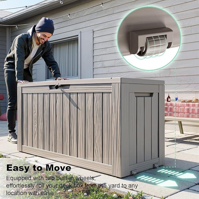 75 Gallon Waterproof Outdoor Storage Box, Resin Deck Box, Lockable Outside - Image 5