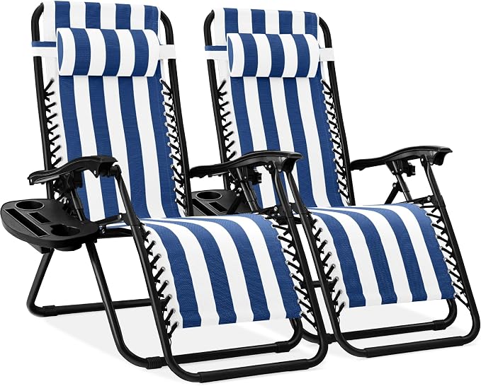 Best Choice Products Set of 2 Adjustable Steel Mesh Zero Gravity Lounge Chair by Unknown