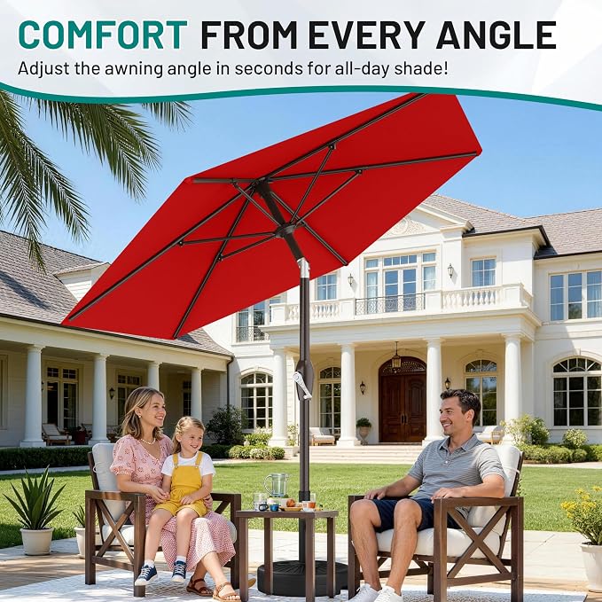 7.5FT Patio Umbrella Table Market Umbrella w/Tilt and Crank Heavy-Duty Round - Image 4