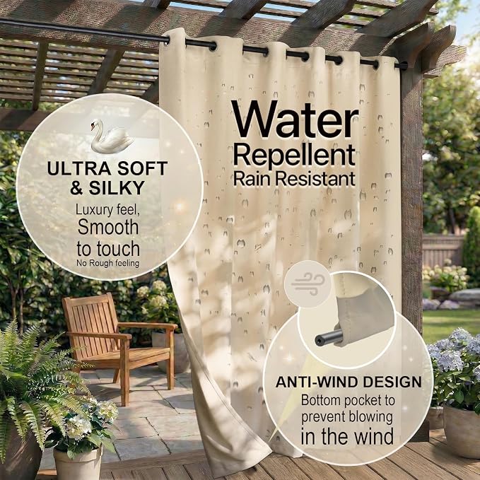 DIVA EN CAMINO DEC Outdoor Patio Curtain Waterproof Darkening Thermal Insulated - Image 4