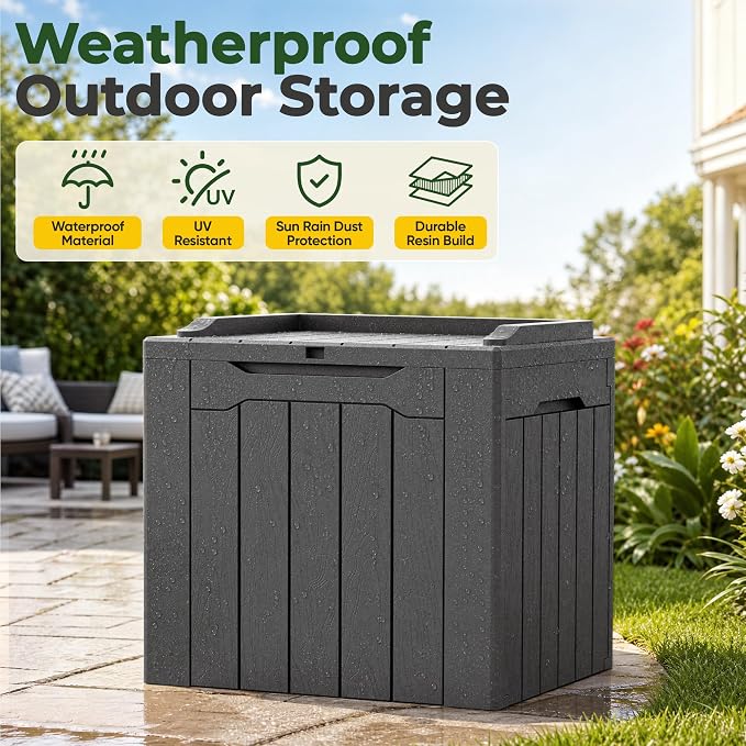Flamaker 2 Pack Deck Box 31 Gallon Waterproof Resin Storage Box - Image 6