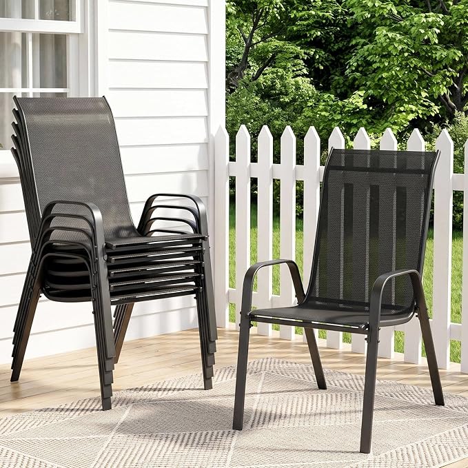 TLSUNNY Patio Chair, Outdoor Stackable Textilene Chairs Set of 6, by TLSUNNY