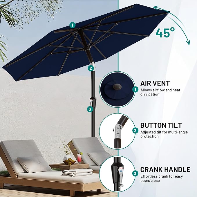 9 FT Patio Umbrella for Outdoor, Outdoor Table Umbrella - Image 5