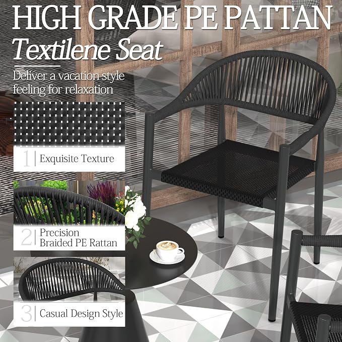TWT Patio Dining Chairs Outdoor Stackable - Image 8