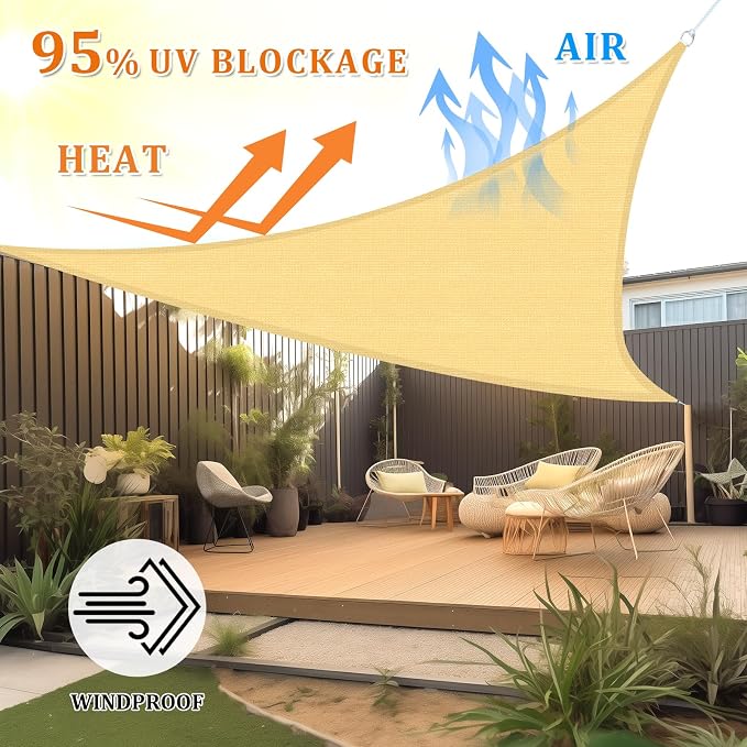 Shade&Beyond Custom Sun Shade Sail 16'x17'x23.3' Triangle Sun Sail Shades Patio - Image 2