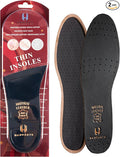 HANDARTE Premium Leather Shoe Insoles | Thin Shoe Inserts for Men | Dress Shoe Insoles - Durable - 100% Natural Goatskin & Anti Sweat - Suitable for No-Socks (US M11 | EU45)