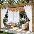 MIULEE White Outdoor Curtain for Patio Waterproof 4 Panels 54 x 102 Inch | by MIULEE