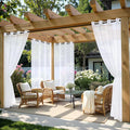 MIULEE White Outdoor Curtain for Patio Waterproof 4 Panels 54 x 90 Inch | by MIULEE