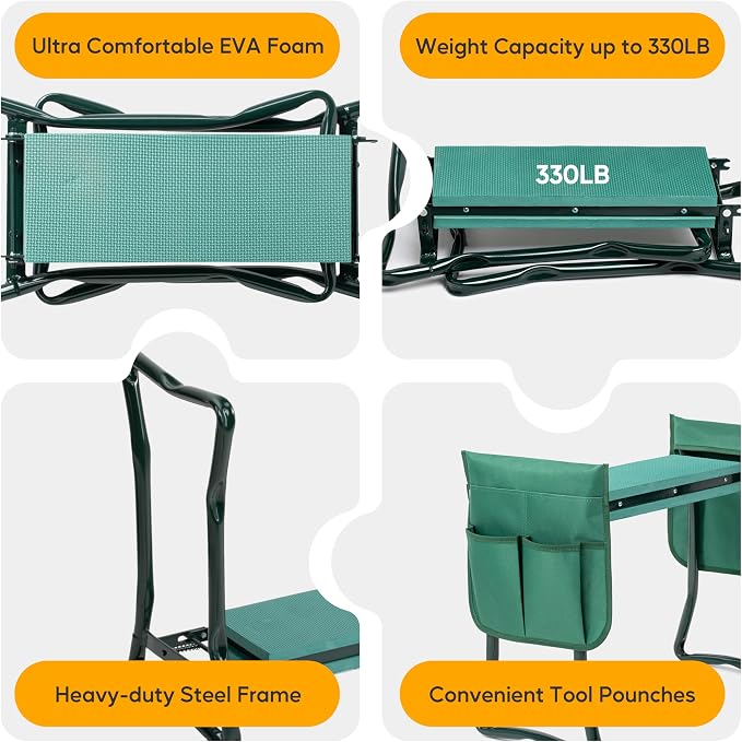 Simple Deluxe Garden Kneeler and Seat, Foldable Kneeling Stool - Image 5