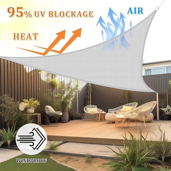 Shade&Beyond Custom Sun Shade Sail 7'x10'x12.2' Triangle Sun Sail Shades Patio - Image 2