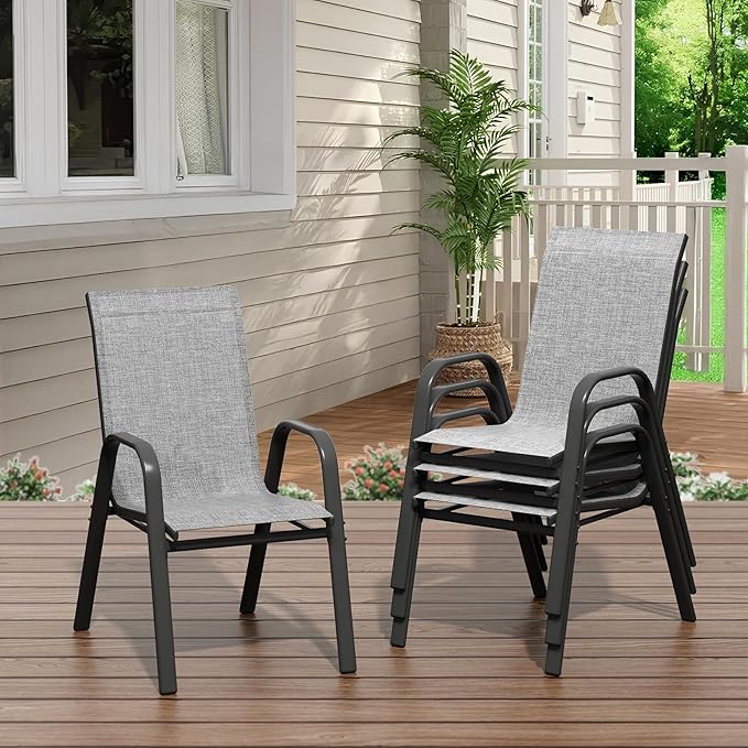Garvee Patio Chairs Set of 4, Stackable Chairs - Image 7
