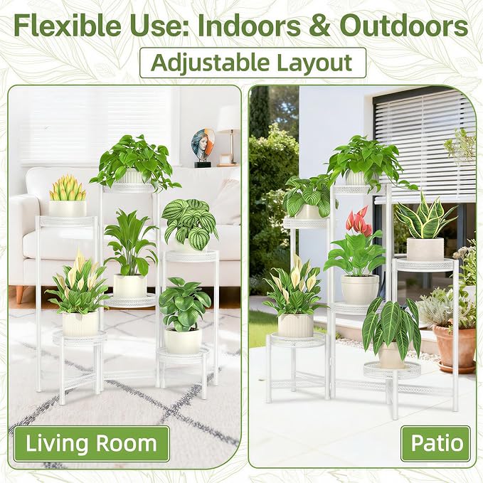 iDavosic.ly Plant Stand Indoor Outdoor, 6 Tier Iron Corner Shelf, Folding Multi - Image 7