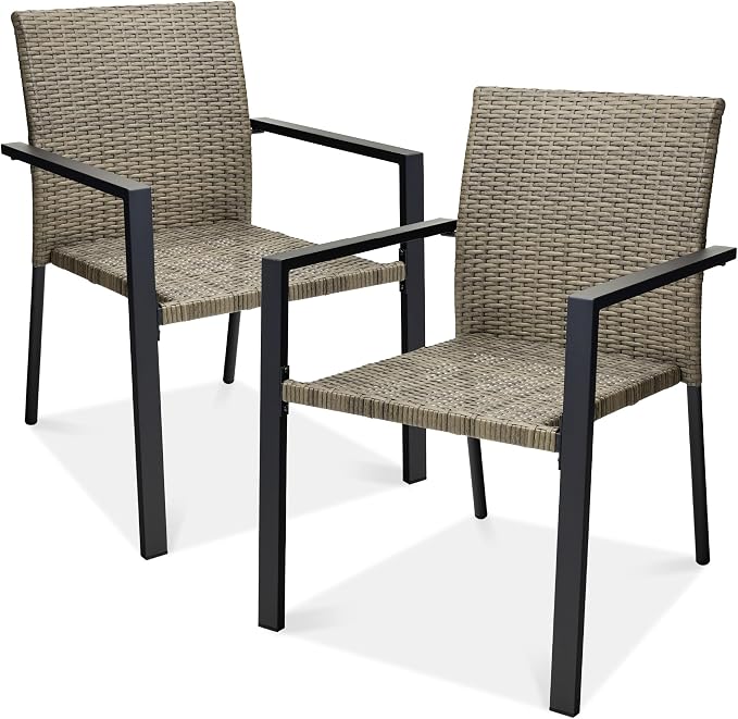 Best Choice Products Set of 2 Stackable Outdoor Wicker Dining Chairs by Unknown