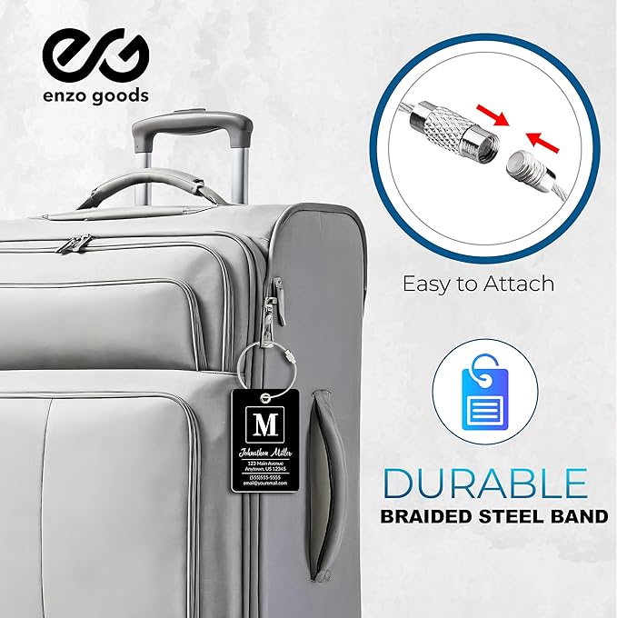 Personalized Luggage Tag | 6 Pack | Custom Luggage Tags for Suitcases | Kids Backpack Tag | 10 Color Options & Choose Font, Font Color