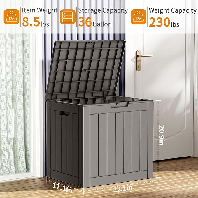 36 Gallon Outdoor Deck Box, Lockable Waterproof Outdoor Storage Boxes - Image 4