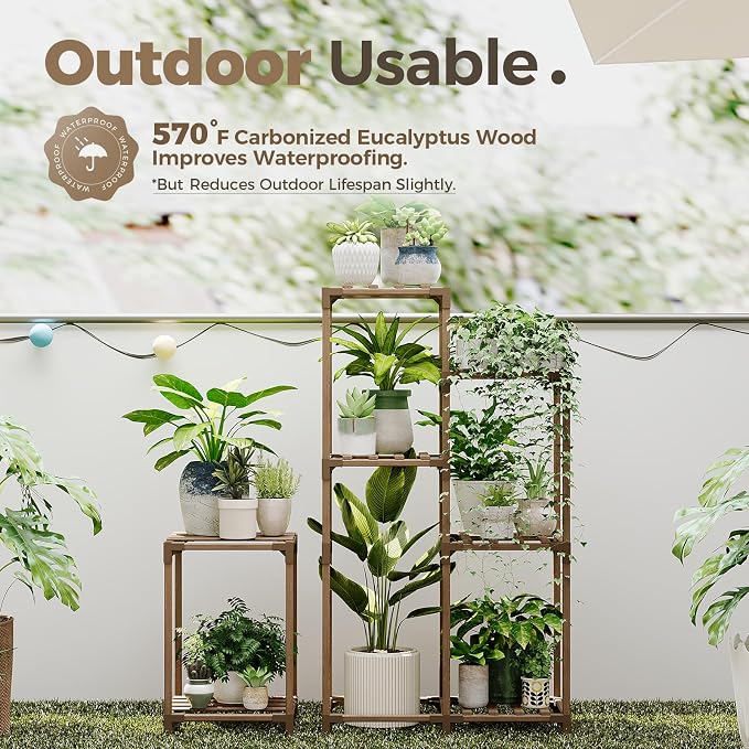 Bamworld Plant Stand Indoor Corner Plant Shelf Wood Plant Holder | - Image 4