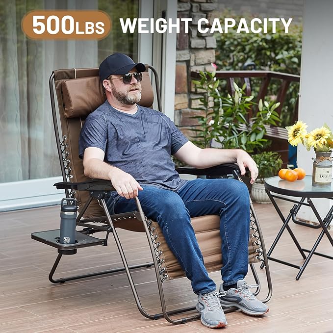 TIMBER RIDGE Oversized Zero Gravity Chair, 33In Wide XXL Zero Gravity Reclining - Image 4
