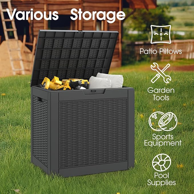 30 Gallon Outdoor Storage Box, Resin Deck Boxes Indoor and outdoor, Waterproof - Image 4