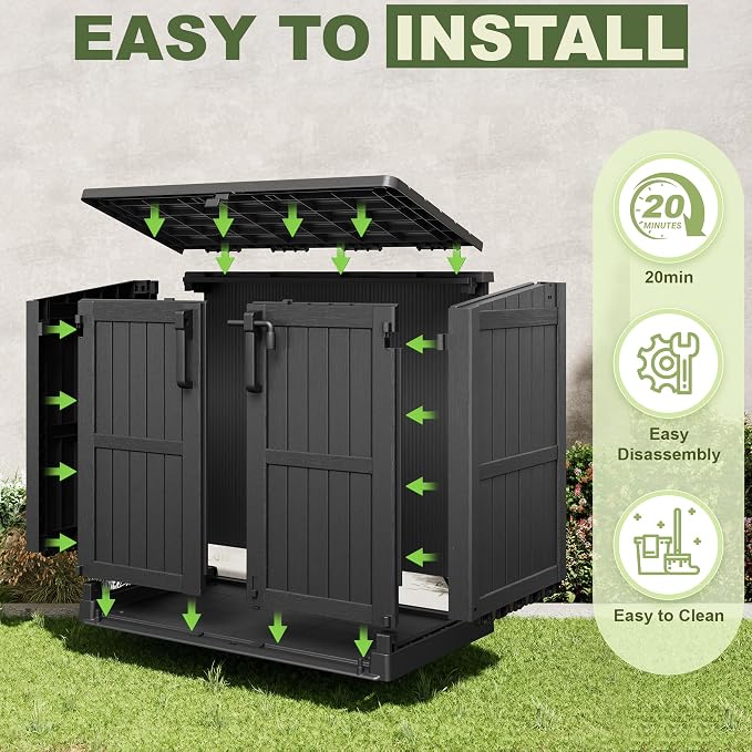36 Cu Ft Resin Outdoor Storage Shed, Weatherproof Horizontal Outdoor Storage - Image 7