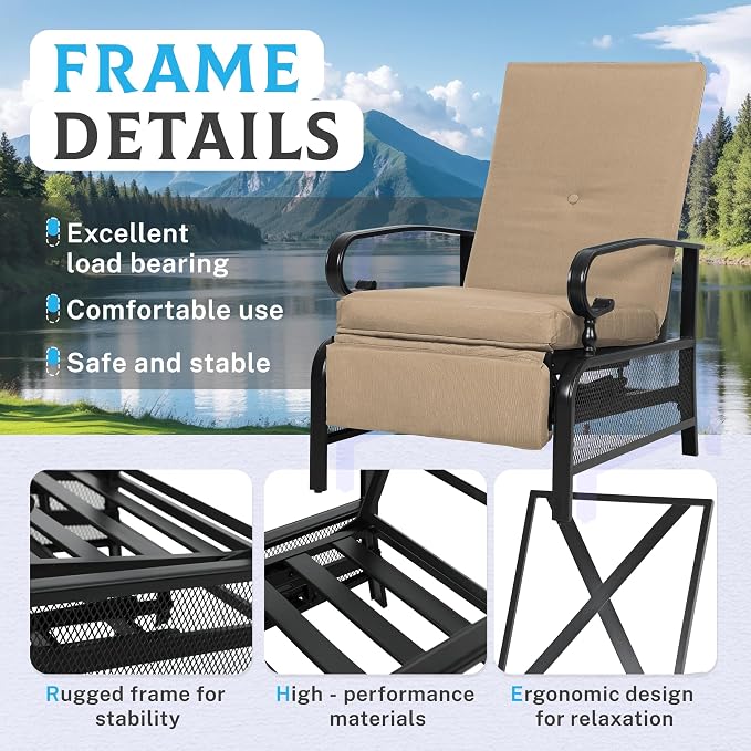 Incbruce Outdoor Lounge Chair Set of 2 Patio Furniture Adjustable Recliner - Image 4