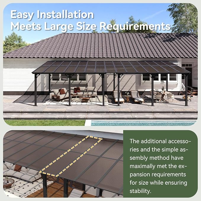 Aoxun 10’x30’ Gazebo with Aluminum Frame & Polycarbonate Panel, Outdoor Patio - Image 7