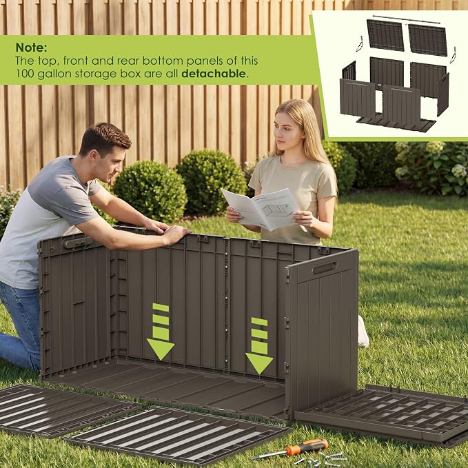 Devoko 100 Gallon Outdoor Storage Box, Waterproof Deck Box Lockable | Weather - Image 5