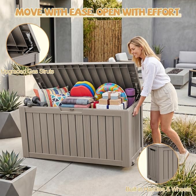 Outdoor Storage Box Waterproof, 150 Gal Gen 2 Resin Deck Box - Image 3