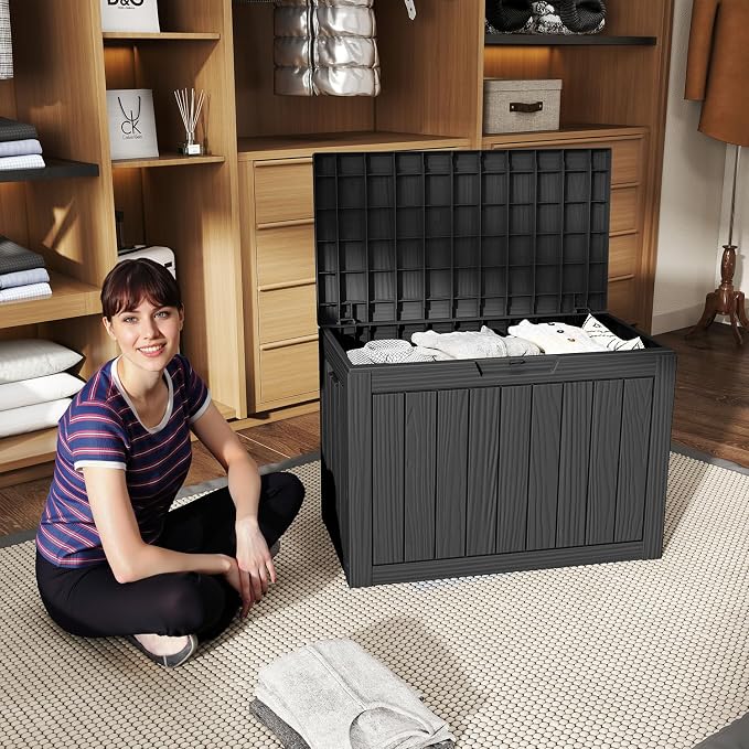 55 Gallon Outdoor Storage Box Waterproof, UV Resistant Resin Deck Box - Image 3
