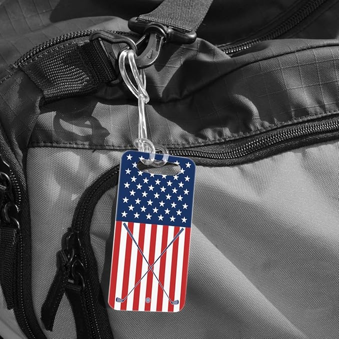 ChalkTalkSPORTS Golf Luggage & Bag Tag | USA Golfer | Custom Info on Back | Small