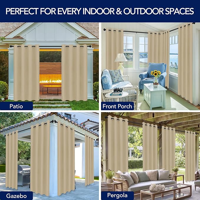 PureFit Outdoor Curtains for Patio Waterproof Weatherproof Outside Curtains | - Image 5