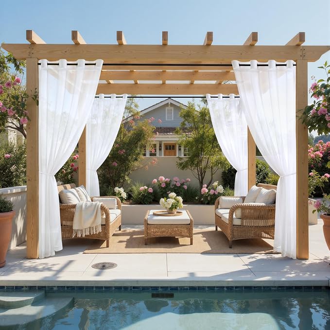 MIULEE White Outdoor Curtain for Patio Waterproof 4 Panels 54 x 102 Inch | - Image 2