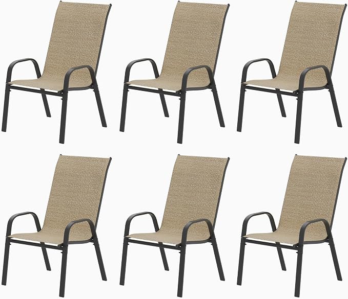 Patio Chairs Set of 6, Outdoor Stackable Dining Chairs by VaJouer
