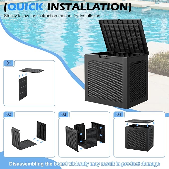 Outdoor Storage Box, 30 Gallon Resin Deck Boxes Outdoor Waterproof - Image 8