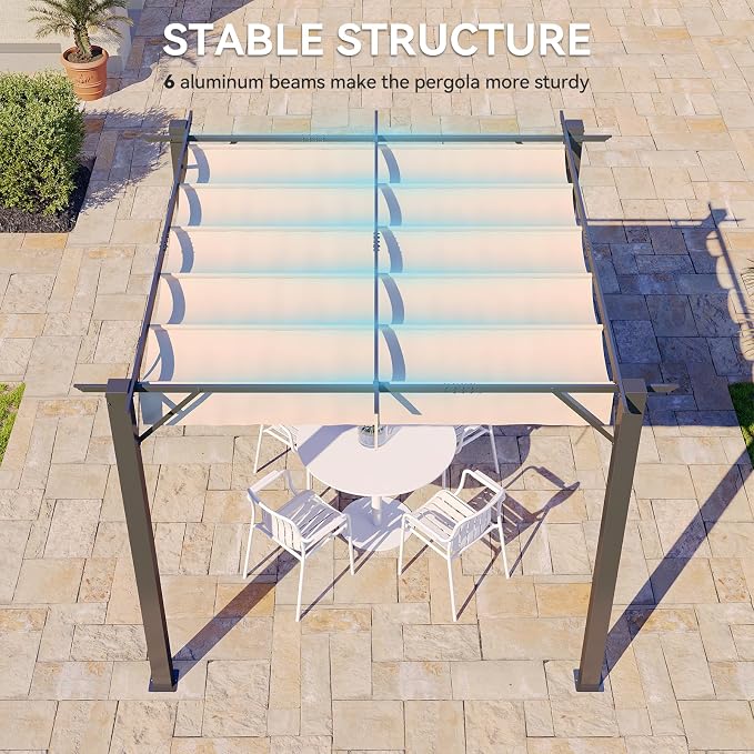 Aoxun 9.7'x9.7' Retractable Pergola - Image 6