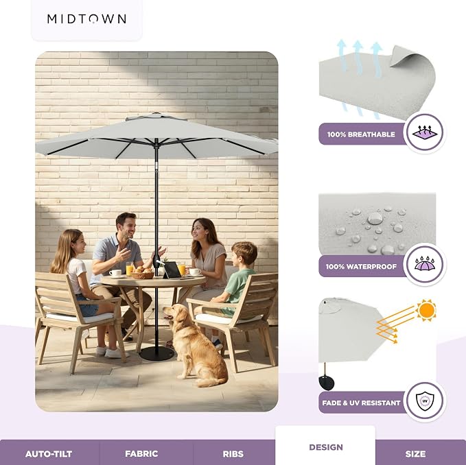 Midtown Umbrellas 10-Year-No-Fade - 8 Ft - UV Proof Off White Polyester Fabric - Image 5