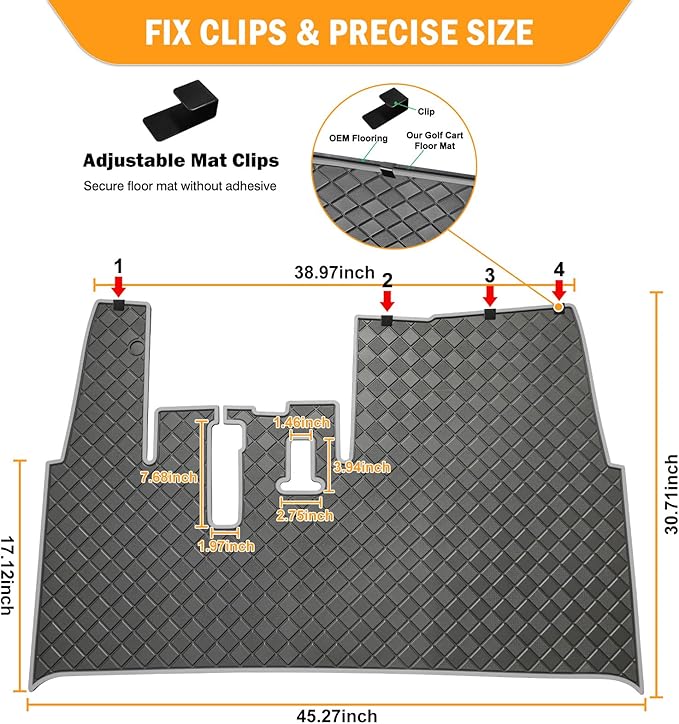 Golf Cart Floor Mat for Yamaha,Customize Non-Slip Full Coverage Liner Matt Replacement Fits to Yamaha G29/Drive, Drive2,Adventurer,QuieTech 2017+,Durable Easy to Clean