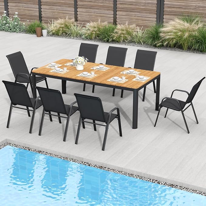 Patio Dining Chairs Set of 8 Outdoor Stackable Dining Chairs - Image 9
