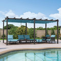 PURPLE LEAF Outdoor Pergola Retractable Aluminum 12' X 18', Turquoise Blue | by PURPLELEAF