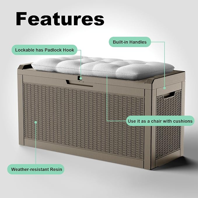 70 Gal Waterproof Outdoor Storage Box UV Resistant Deck Box | Storage bench - Image 6